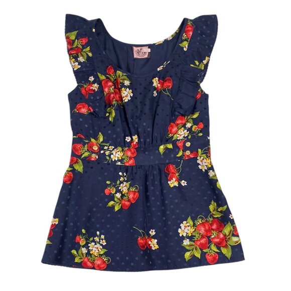 Juicy Couture, 100% SILK, Floral Ruffle Sleeve Top, Women Size 0, Small - Picture 1 of 13